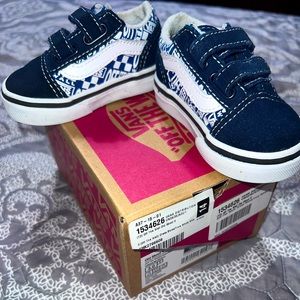 Blue and White Vans size 3